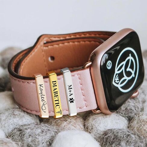 Personalized Engraved Watch Band Charms Compatible with Apple Watch Bands for Women 38mm 40mm 41mm 42mm 44mm 45mm 49mm,Medical ID Tag for iWatch Series 10 9 8 7 6 5 4 3 2 1 SE in Saudi Arabia