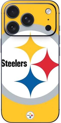 ملصق هاتف Skinit متوافق مع iPhone 17 Pro - تصميم أسود مرخص رسميًا من NFL Pittsburgh Steelers in Saudi Arabia