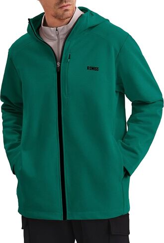 K-Swiss Mens Softshell Winter Jacket - Lightweight Hooded Zip Up Coat with Front Zipper Pocket for Casual Outdoor in Saudi Arabia