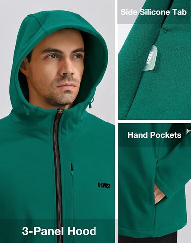 K-Swiss Mens Softshell Winter Jacket - Lightweight Hooded Zip Up Coat with Front Zipper Pocket for Casual Outdoor in Saudi Arabia