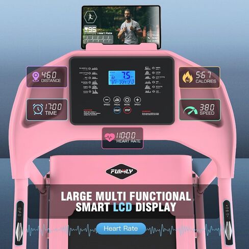 جهاز مشي مائل قابل للطي، جهاز مشي ذكي محمول للمنزل مع قياس دهون الجسم ومستشعر معدل ضربات القلب، جهاز مشي شديد التحمل قابل للطي بقوة 3.5 حصان بسعة 400 رطل مع امتصاص الصدمات الصامت in Kuwait