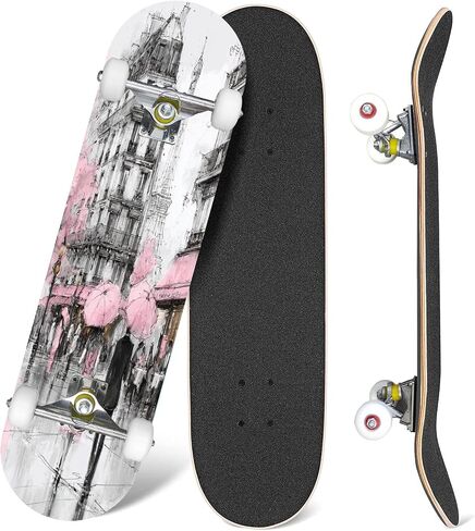Skateboards Hand Drawn Dragon Tattoo Coloring Book Japanese Style Japanese Old 7 Layer Maple Wood Deck 31" x 8" Double Kick Concave Complete Tricks Skateboard for Beginners Teens Kids Adults in Saudi Arabia