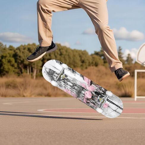 Skateboards Hand Drawn Dragon Tattoo Coloring Book Japanese Style Japanese Old 7 Layer Maple Wood Deck 31" x 8" Double Kick Concave Complete Tricks Skateboard for Beginners Teens Kids Adults in Saudi Arabia
