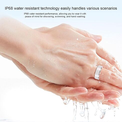 Vikye Smart Ring Health Tracker، IP68 Water Sleep Tracking Health Rings يمكن ارتداؤها، حلقات تعقب اللياقة البدنية الصحية للرجال والنساء، مع التطبيق، فضي (#7) in Kuwait