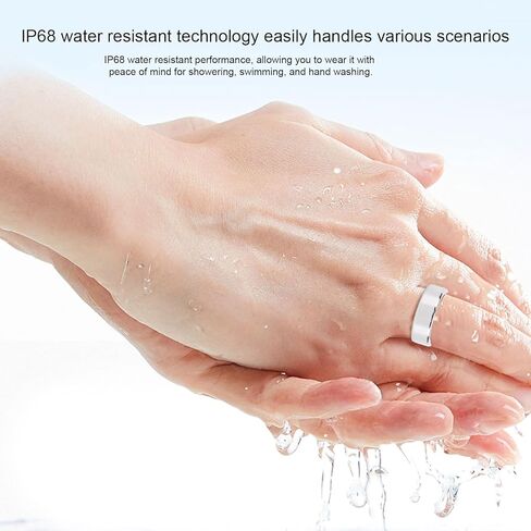 Vikye Smart Ring Health Tracker، IP68 Water Sleep Tracking Health Rings يمكن ارتداؤها، حلقات تعقب اللياقة البدنية الصحية للرجال والنساء، مع التطبيق، فضي (#7) in Saudi Arabia