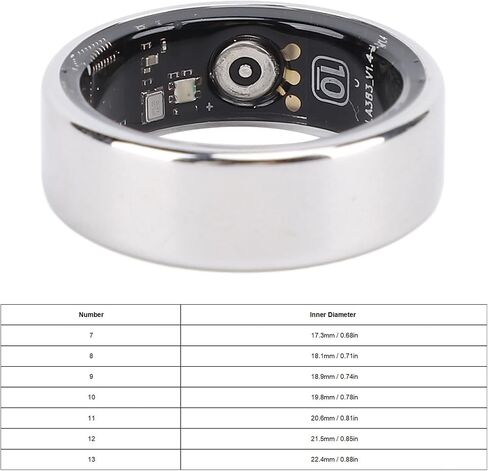 Vikye Smart Ring Health Tracker، IP68 Water Sleep Tracking Health Rings يمكن ارتداؤها، حلقات تعقب اللياقة البدنية الصحية للرجال والنساء، مع التطبيق، فضي (#7) in Kuwait