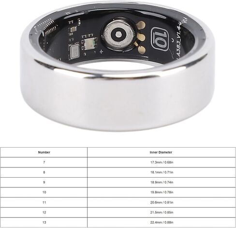 Vikye Smart Ring Health Tracker، IP68 Water Sleep Tracking Health Rings يمكن ارتداؤها، حلقات تعقب اللياقة البدنية الصحية للرجال والنساء، مع التطبيق، فضي (#7) in Saudi Arabia
