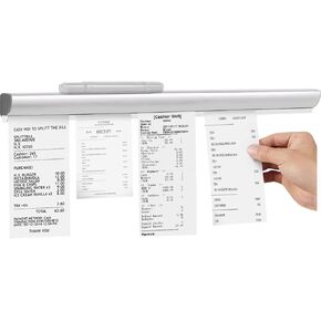 WAYUTO Drill-Free Self-Adhesive Slide Check Rack Ticket Holder for Restaurants Bill Orders Rack Aluminium Alloy Tickets Display Holder for Kitchens Cafes Bars 15.75"