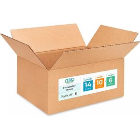 IDL Packaging - B-14148-5 Medium Corrugated Shipping Boxes 14"L x 14"W x 8"H (Pack of 5) - Prime Choice of Strong Packing Boxes for USPS, UPS, FedEx Shipping