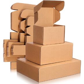 Jetec 60 Pcs Shipping Boxes Set 3 Sizes 6x4x4'',9x6x4'',12x9x3" Corrugated Cardboard Mailing Boxes Literature Mailer Package Box for Packaging Supplies Small Business Gift (Khaki)