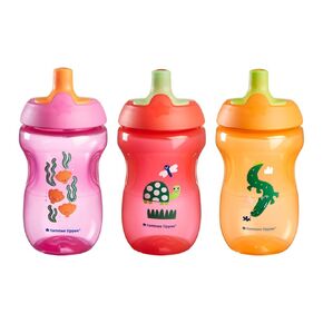 Tommee Tippee Sippee Trainer Cup with Handles, 7 Months+, 8oz, Water Bottle for Toddlers, Spill-Proof, BPA Free, Pack of 3, Blue, Orange and Green