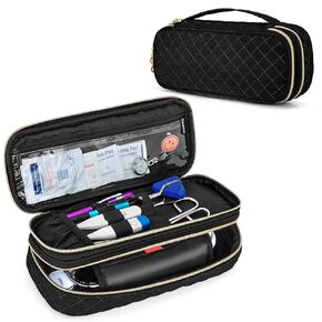 Damero Double Layer Stethoscope Case Compatible with 3M Littmann/ADC/Omron Stethoscope, Stethoscope Carrying Case Travel Bag for Nurse Accessories, Misty Rose
