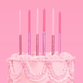 xo, Fetti 10 Pink Glitter Party Cake Candles Tall Thin - 10 Pcs | Bachelorette Party, Birthday Girl Gift, Fun Cake Decoration Supplies, Baby Shower, Cute Cupcake Topper