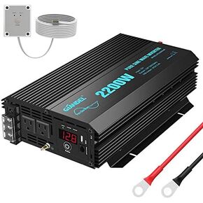 GIANDEL Pure Sine Wave Power Inverter 2200Watt ETL UL458 Listed DC 12V to 120 Vac with 20 Amps Hardwire Blocks & 15FT Wired Remote for RVs Truck Boat Off Grid Solar Emergency【3 YRS Warranty】