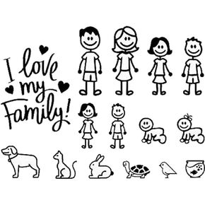 1Pc Character Car Sticker I Love My Family Pet Cat Dog Animal Decal for Car Window Bumper Phone Notebook Decorative Decal Bumper Stickers, Decals and Magnets Exterior Accessories