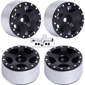 Hobbyfire Aluminum 1.0 Beadlock Wheels for Axial SCX24 Deadbolt C10 Jeep Wrangler Bronco Gladiator 1/24 RC Crawler Car Upgrades (4-Pack)