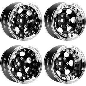 GLOBACT Aluminum 1.9 in Beadlock Wheels Adjustable Offset for 1/10 TRX4 TRX6 Axial SCX10 I II III Redcat GEN7 GEN8 RC Crawler Upgrade Accessories (4Pcs Black)