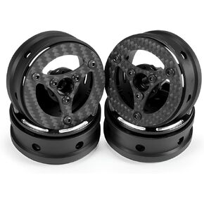 1.9 Beadlock Wheels, 4Pcs Carbon Fiber 1.9 Wheels, 1.41oz/Pcs Lightweight 1.9 Crawler Wheels for Axial SCX10 II SCX10 III Capra TF2 Element Enduro Redcat TRX4 Upgrades (D)
