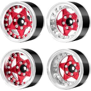 OGRC 1.9 Beadlock Wheels Adjustable Offset RC Wheel Rims for 1/10 TRX4 TRX6 SCX10 GEN7 8 D90 Crawler Car (Black)