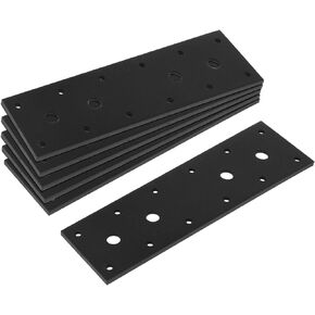 6 Pack Heavy Duty Black Flat Straight Mending Bracket Plate, 8-1/2" x 2-3/8" (LxW) Steel Joint Tie Fixing Repair Corner Brace Connector for Wood Timber Shelves Furniture, Thickness 2.8 mm