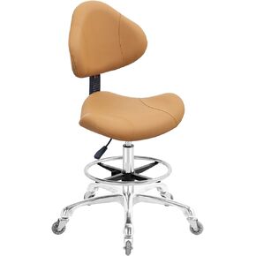 Nazalus Rolling Swivel Drafting Chair Adjustable Heavy Duty (400lbs) Lumbar Support Task Chair for Home Desk Studio Design Lab(Camel)