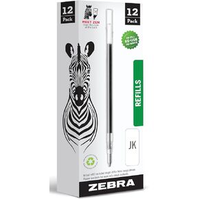 Zebra Gel Pen Refills - G-Series Stainless Steel Gel Ink Pen JK-Refill - Fine Point - 0.7mm - Black Ink - 12 Count