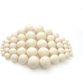 Glaciart One Wool Felt Balls, Felt Ball (60 Pieces) 2.5 Centimeters - 1 Inch, Handmade Felted Pure White Color - Bulk Small Puff for Felting and Garland