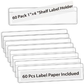 36 Pack Self Adhesive 4" x 6" Card Pockets with Top Open for Loading,Clear Plastic Labels Holders for Organizing- Storage Bins,Shelves, Library Card, Totes