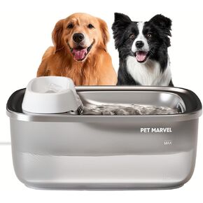 نافورة مياه للكلاب من بت مارفل بسعة 7 لتر/1.8 جالون للكلاب الكبيرة والحيوانات الأليفة المتعددة، صينية مياه من الفولاذ المقاوم للصدأ موزعة تلقائيًا لوعاء الماء، سهلة التنظيف والتجميع مع مضخة و5 قطع فلتر F1 in Kuwait