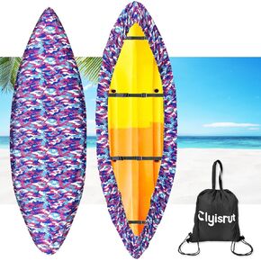 10-16FT Waterproof Kayak Covers for Outdoor Storage, 12FT Canoe Cover Accessories, Boat Cover Oxford Shade Marine Cockpit Dust Cover UV Protection Ultra Sunblock Shield for Fishing Boat Kayak Canoe