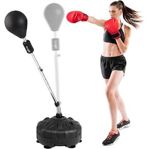 Yes4All Punching Bag with Stand, Adjustable Height, Boxing Equipment with PU Leather Speed Reflex Ball, Home Gym Workout MMA Training & Fitness