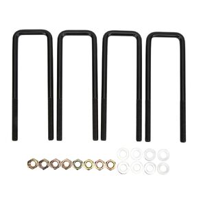 Aramox Square U Bolts, 4Pcs 10in Black Steel Rear Axle U Bolts, Square Bend U Bolts Replacement, Fit for Silverado 1500, 1500