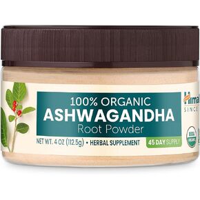 Himalaya 100% USDA Certified Organic Ashwagandha Root Powder Herbal Supplement, Supports Relaxation, Stress Relief, Energy, Occasional Sleeplessness, Non-GMO, Vegan, Flavorless, 4 Oz, 45 Day Supply
