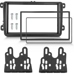 NuIth Double DIN Radio Dash Kits for Volkswagen Jetta/GLI/Passat/CC/Tiguan/Scirocco 2006-2018, Double Din Radio Mount Housing Bracket Installation Trim Bezel Kit Installation Aftermarket Stereo