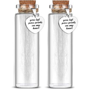Nuenen 2 Pcs Pet Hair Glass Memorial Bottle Dog Keepsake Memorial Pet Loss Memory Sympathy Gift with Heart Shape Ornaments White Organza Bags Cat Keepsake Glass Vial for Ashes Fur Urn