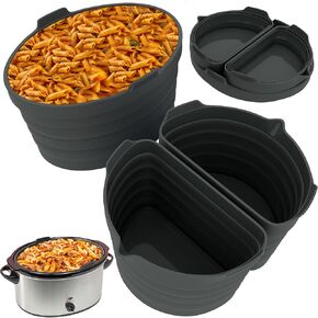 PREMIUM QUALITY: Tasmai 3 Pack, Crock pot liners, 6 Quart, Slow Cooker Liners, Reusable Silicone crockpot liner, BPA Free, Leakproof, Crockpot liner, Crock pot divider, Crockpot divider insert