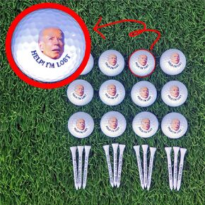 IT'S A SKIN Funny Joe Biden Golf Ball Gift Set Help Im Lost - 12 Golf Balls 12 Golf Tees - Unique Golf Accessories for Men and Women - Great Golfing Gifts - Humor Novelty Golfballs