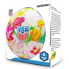 Icon Sports Officially Licensed U.S. Soccer Federation Size 5 Soccer Ball | Crayola & Fox Sport Collaboration Flower Ball by Elysa Garcia