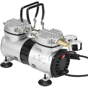 Kadimendium Oilless Vacuum Air Pump 1/4HP High Pressure Large Flowing Ultra Quiet Small Oil Air Compressor Pump Small Diaphragm Mute Pump(US Plug)