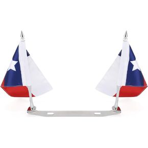 GUAIMI Motorcycle Flags License Plate Flag Mount Double Flagpole Holders Fits Vertical License Plate Frame | Durable Design for Easy Installation - Texas Flag & American Flag