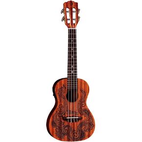 Luna, 4-String Henna Dragon Mahogany Concert Ukulele with Preamp and Gigbag, (UKE Hen DRA MAH C)