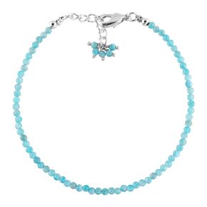 QNAVIC Natural Iolite Gemstone Micro Round Beads Dainty Bangle Bracelet Jewelry for Women Healing Chakra Crystals Birthstone Gift for Her Silver Plated Chain 8 inch