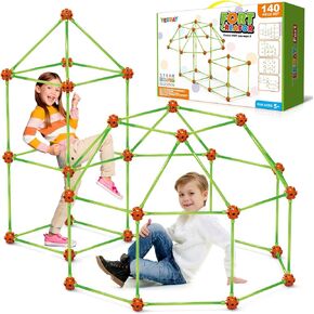Fort Building Kit for Kids 4,5,6,7,8+Year Old Boys & Girls, 140 pcs, Creative STEM Building Toys for DIY Castles, Tunnels, Play Tent, Ideal Gift for Aged 5-8
