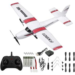 Ouhgnoh RC Plane 2.4Ghz 2 Channels EPP Foam Remote Control Airplane Radio Control Cessna Aircraft Easy to Fly RC Glider Toys for Kids, Boys and Beginners with 3 Batteries
