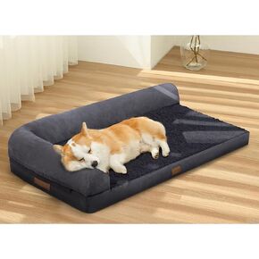 Dog Beds for Large Sized Dog, Washable Large Dog Bed Couch with Waterproof and Removable Cover, Orthopedic Dog Crate Bed Sofa with Nonskid Bottom, Pet Bed for Dogs Up to 95lbs, 44" L x 32" W x 7" Th