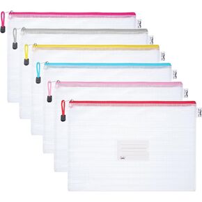 Mr. Pen- Mesh Zipper Pouch, A4, 6 Pack, Zipper Pouch with Label Pocket, Plastic Mesh Zipper Pouch, Large Mesh Zipper Pouch, Mesh Zipper Pouch Large, Zipper Pouch Bags, Board Game Storage