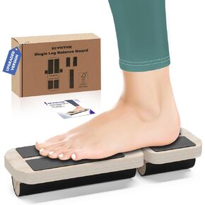SCWHTHR Ankle Strengthener - Ankle Exerciser, Foot Strengthener with Two Balance Pole Sets, Ankle Stabilizer, Yoga Mat & Non-Slip Wood Foot Balance Trainer