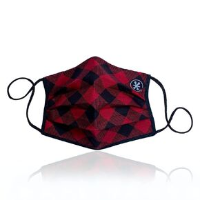 JaxMask® | Red & Black Bias Check Christmas Holiday Plaid Cloth Face Mask | 2 Layer Pleated Washable & Reusable With Nose Wire | ‘SilentNight Collection’