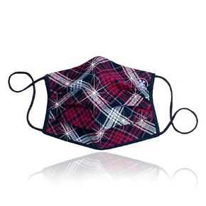 JaxMask® | Glitter Red & Black Plaid Christmas Holiday Cloth Face Mask | Tartan Buffalo Check 2 Layer Pleated Washable & Reusable With Nose Wire | “SilentNight Collection"