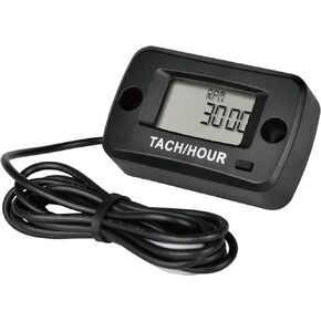 Yooreal HM019R Digital Self Powered Tach Hour Meter,Maintenance Hours,Waterproof for Riding Lawn Tractor Generator Compressor Outboards Motor Jet Ski Chainsaw Dirt Bike Scooter
